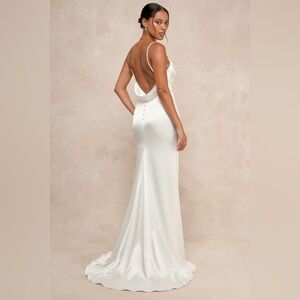 Lulus NWT Lovely Endearment White Satin Sleeveless Backless Maxi Dress, Size M